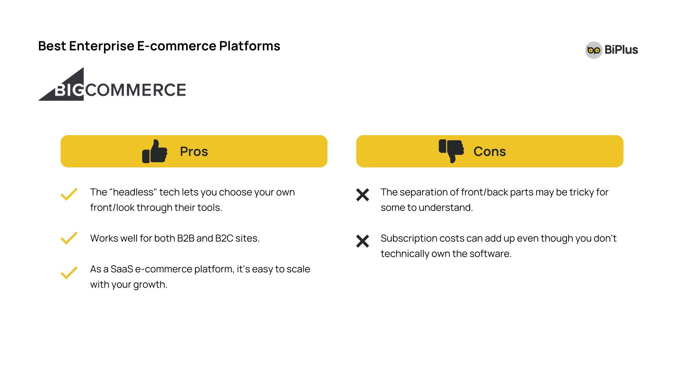 Pros and cons of BigCommerce Enterprise